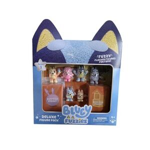Bluey Fuzzies Deluxe Figure Pack Series 1 Fuzzy Flocked Figures Moose Toys NEW